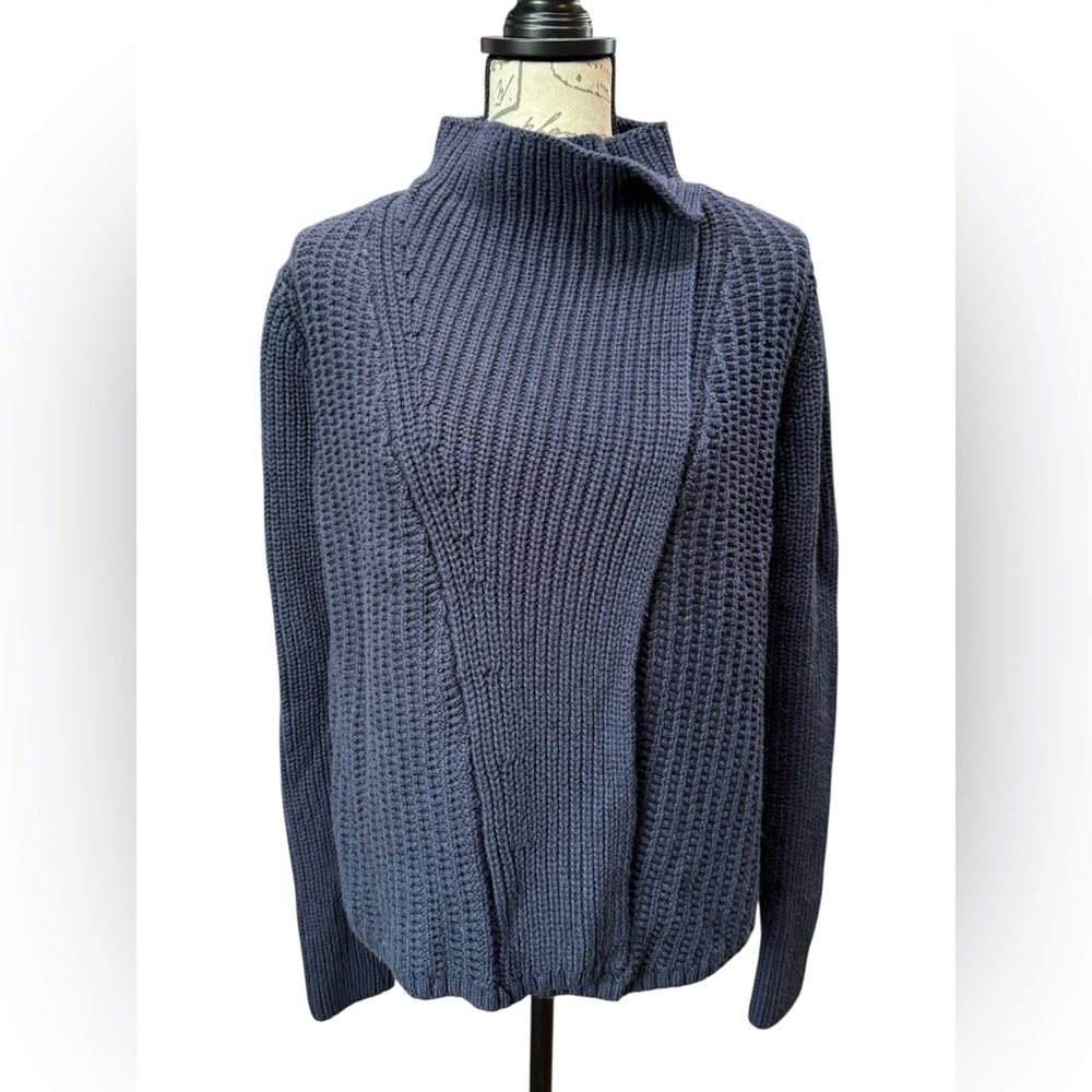 Lou & Grey Sweater Navy Blue High Neck Cardigan Women’s Size Medium